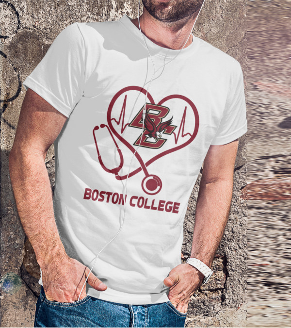 Nurse Heartbeat Love Boston College Eagles T-Shirt