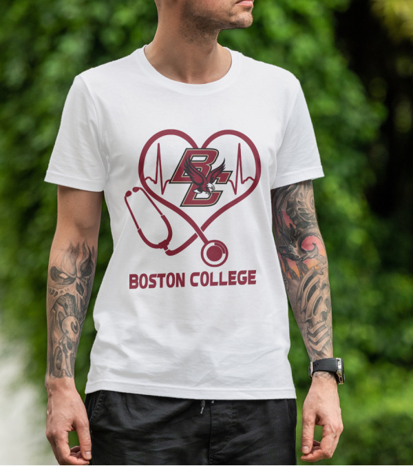 Nurse Heartbeat Love Boston College Eagles T-Shirt