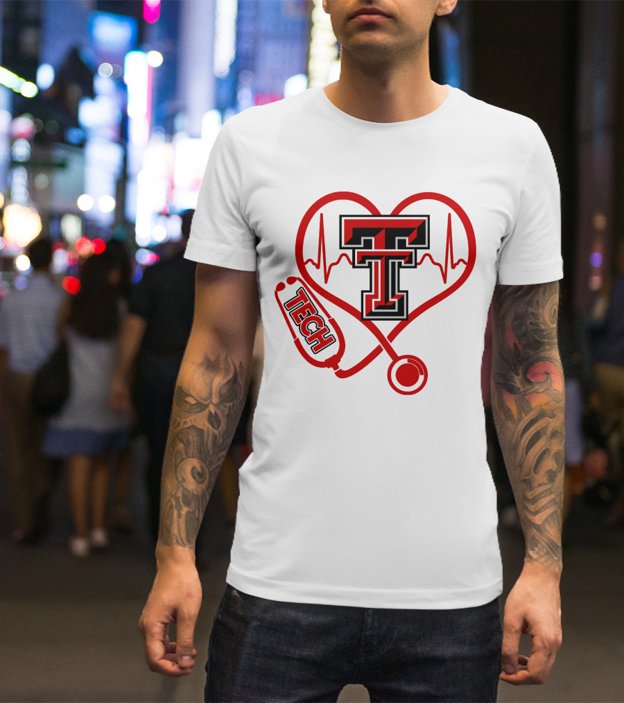 Texas Tech Nurse Heart Stethoscope Love T-Shirt