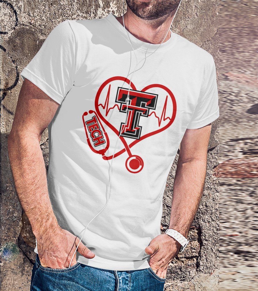 Texas Tech Nurse Heart Stethoscope Love T-Shirt