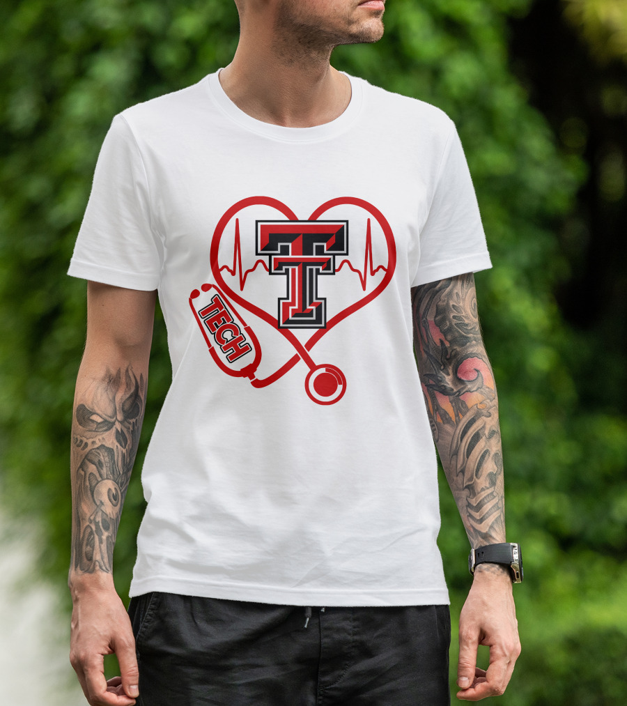 Texas Tech Nurse Heart Stethoscope Love T-Shirt