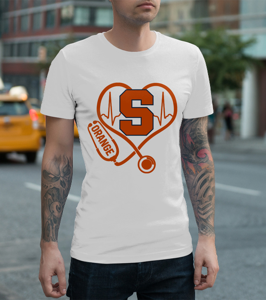 Nurse Heartbeat Syracuse Orange Stethoscope T-Shirt