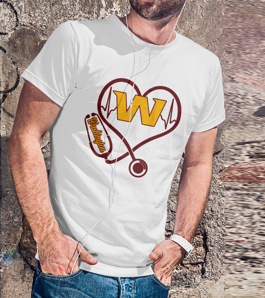 Washington Nurse Love Heartbeat Stethoscope W T-Shirt