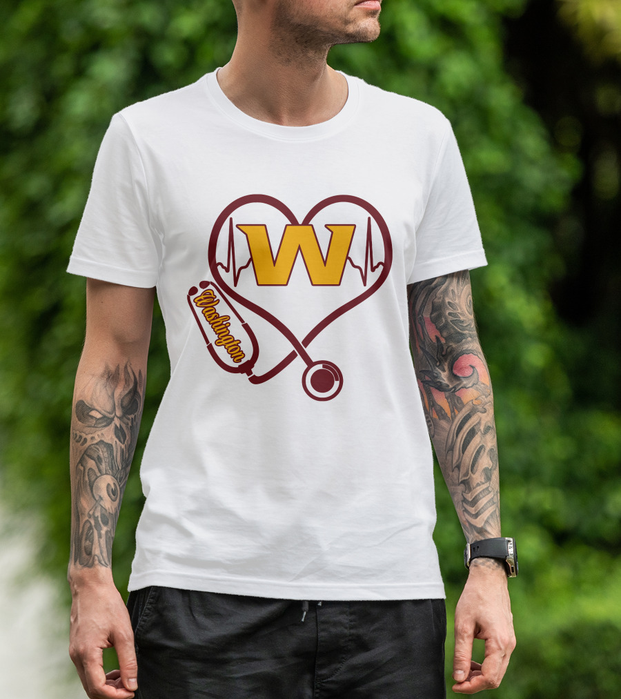 Washington Nurse Love Heartbeat Stethoscope W T-Shirt