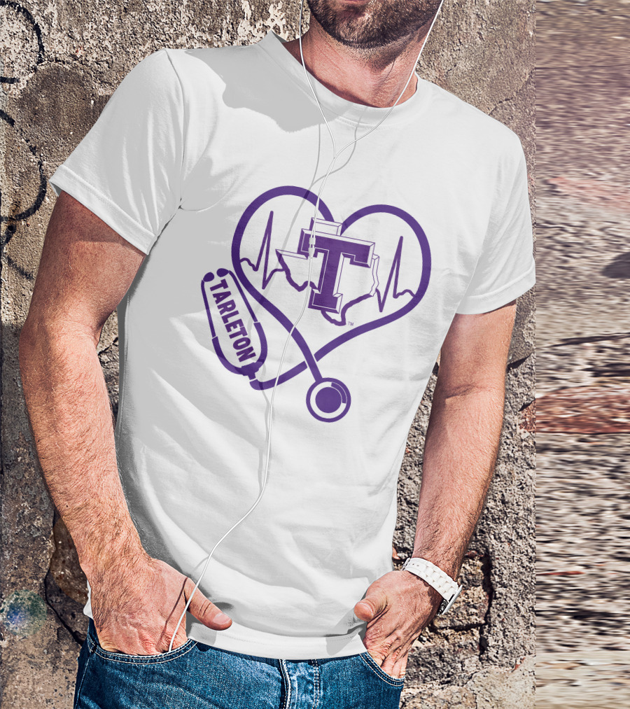 Tarleton State Stethoscope Heartbeat Nurse Love Texas Map T-Shirt