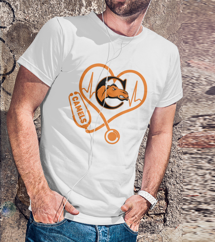 Nurse Love Camels Heartbeat Campbell Fighting Camels T-Shirt