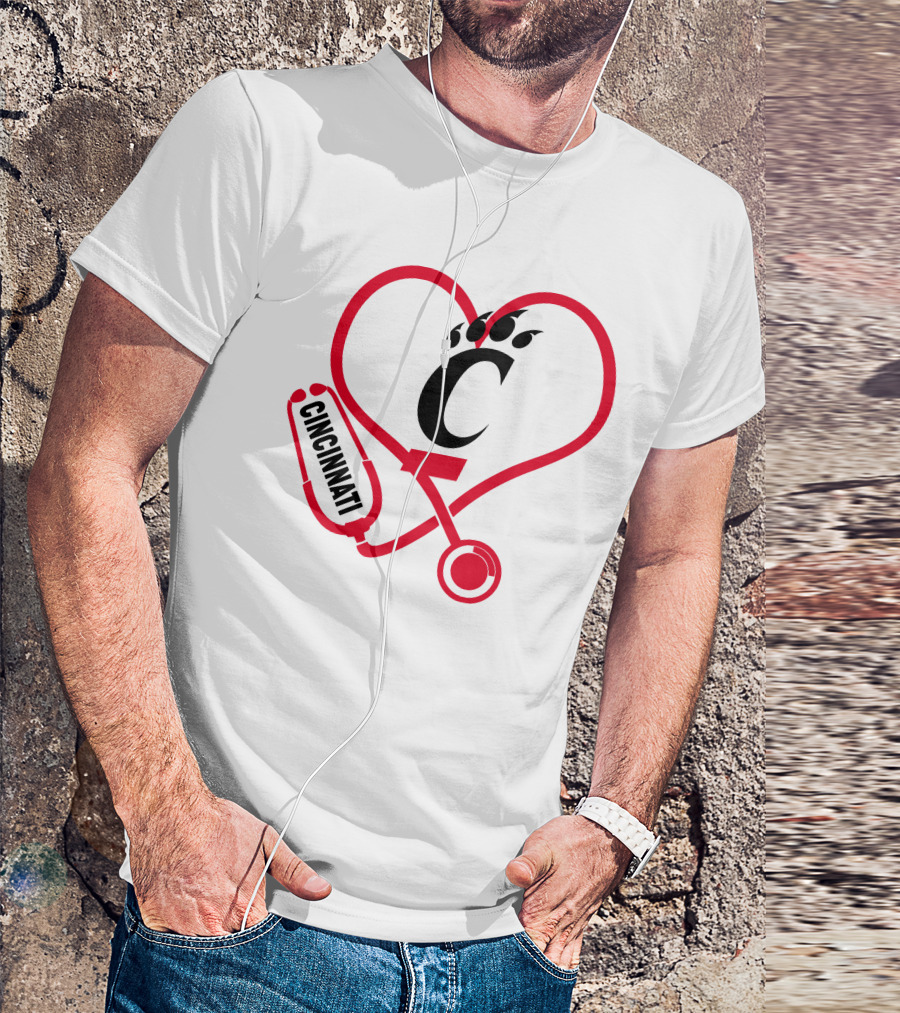 Cincinnati Bearcats Nurse Heart Stethoscope T-Shirt