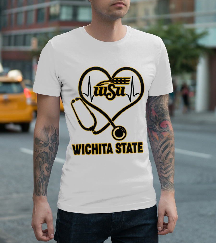 WSU Heartbeat Stethoscope Wichita State T-Shirt