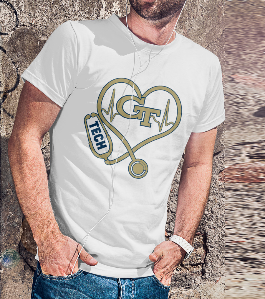 GT Heart Stethoscope Tech Nurse Love Georgia Football T-Shirt