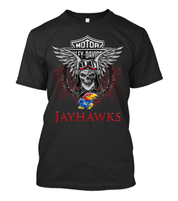 Harley Davidson Motor Skull Jayhawks Ku Kansas Jayhawks T-Shirt