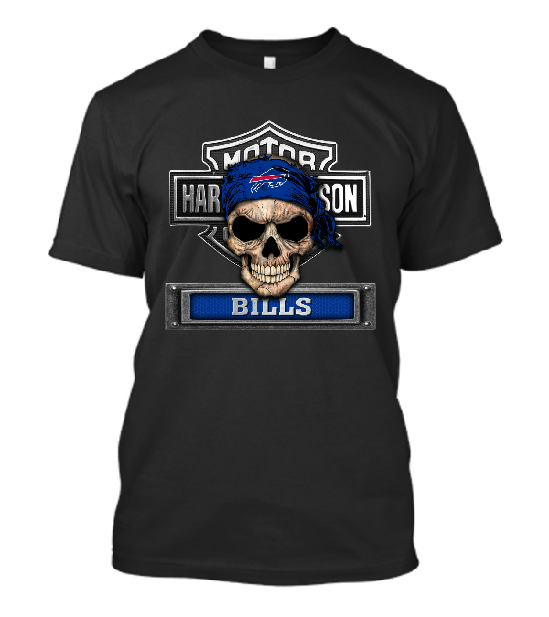 Harley Davidson Motorcycle Skull Nfl Buffalo Bills Logo T-Shirt