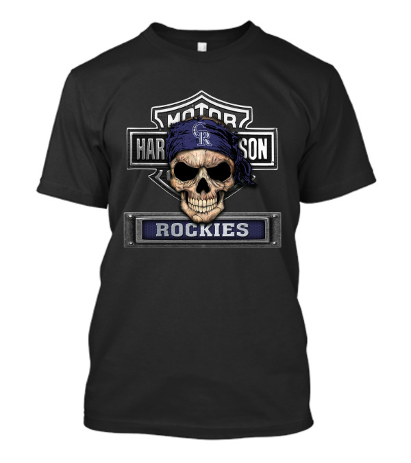 Harley Davidson Motorcycle Skull Rockies Cr Bandana T-Shirt