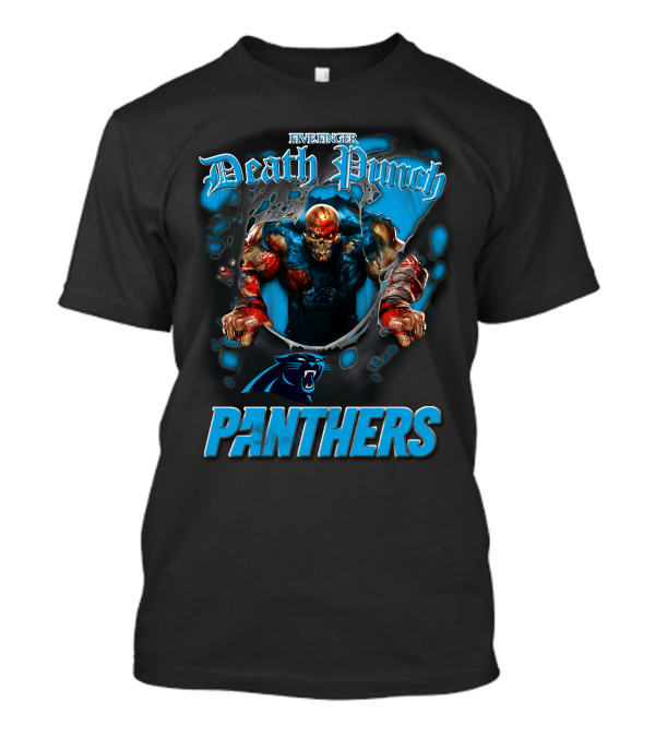 Five Finger Death Punch Panthers Harley Davidson Motorcycle Biker Nfl Carolina Panthers T-Shirt