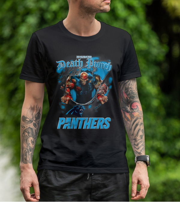 Five Finger Death Punch Panthers Harley Davidson Motorcycle Biker Nfl Carolina Panthers T-Shirt
