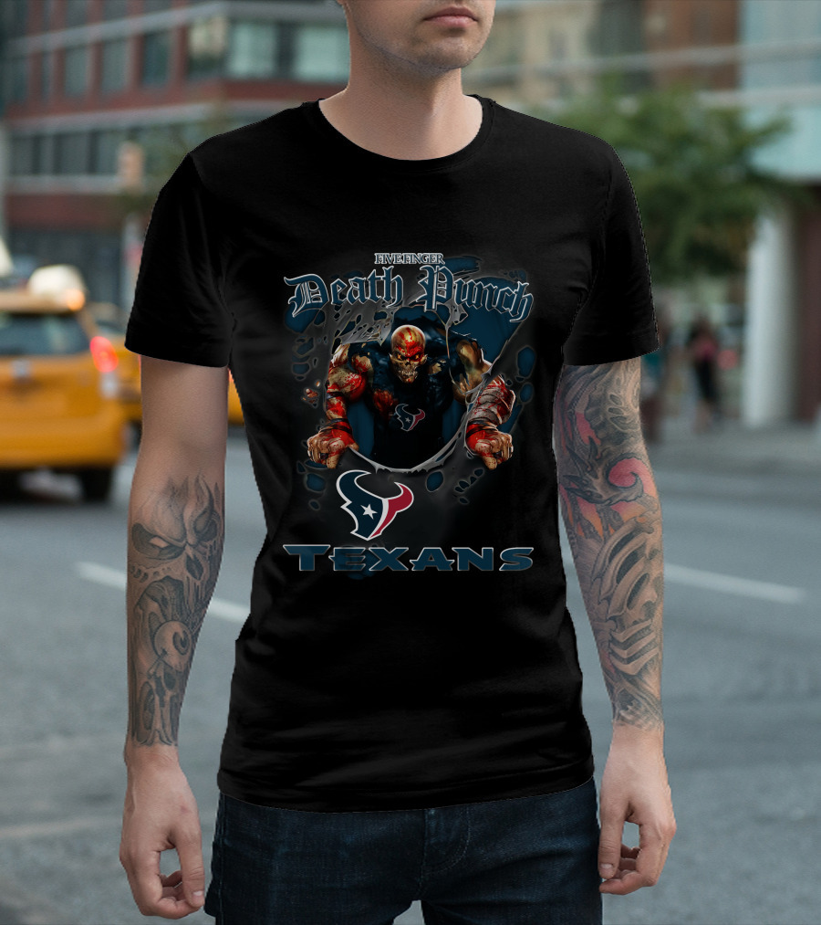 Five Finger Death Punch Harley Davidson Motorcycle Biker Nfl Houston Texans T-Shirt