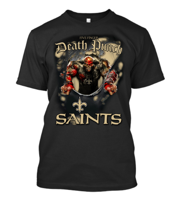 Harley Davidson Motorcycle Biker Five Finger Death Punch Nfl New Orleans Saints T-Shirt