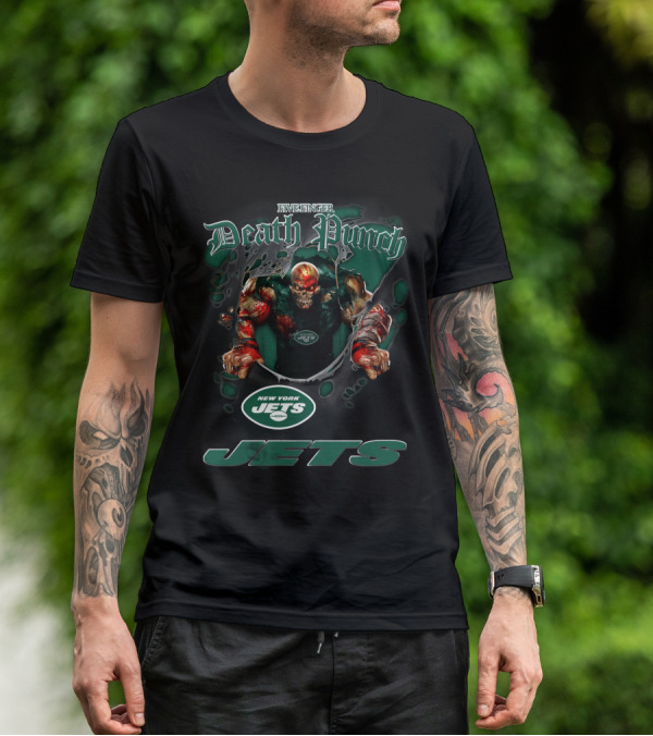 Five Finger Death Punch New York Jets Harley Davidson Motorcycle Biker Nfl T-Shirt