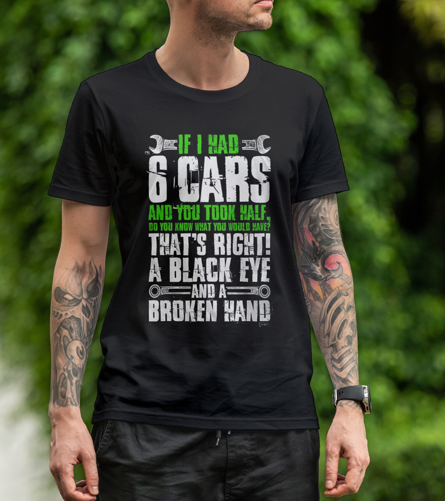 IF I HAD 6 CARS AND YOU TOOK HALF DO YOU KNOW WHAT YOU WOULD HAVE THAT'S RIGHT A BLACK EYE AND A BROKEN HAND T-Shirt