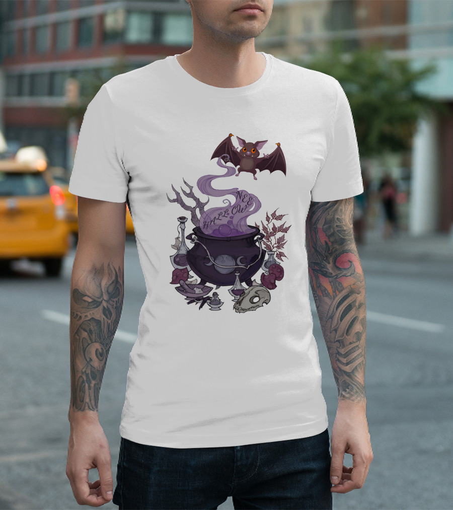 Halloween Smoken Bat Witch's Cauldron and Potions T-Shirt