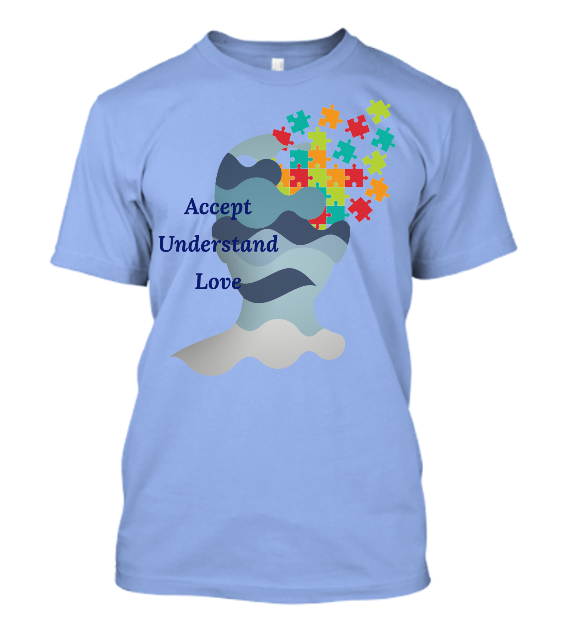 Accept Understand Love Autism Puzzle Head T-Shirt