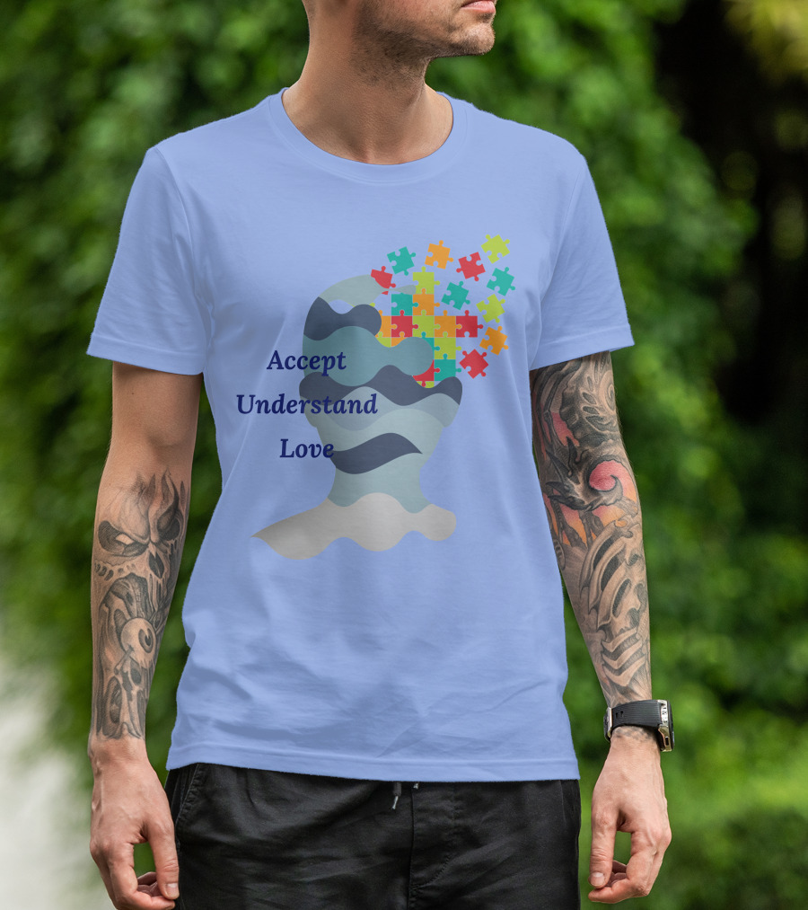 Accept Understand Love Autism Puzzle Head T-Shirt