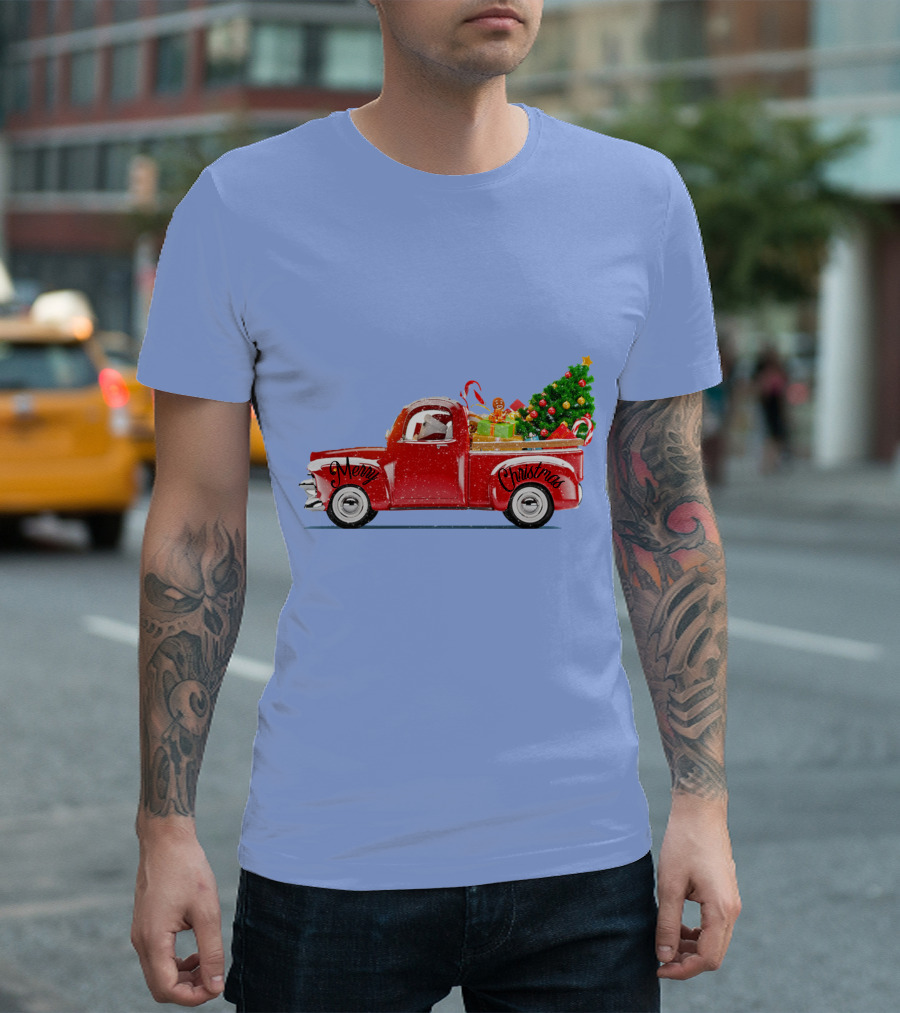 Merry Christmas Red Truck With Christmas Tree And Gifts T-Shirt