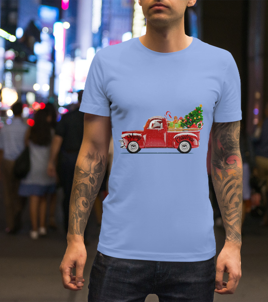 Merry Christmas Red Truck With Christmas Tree And Gifts T-Shirt