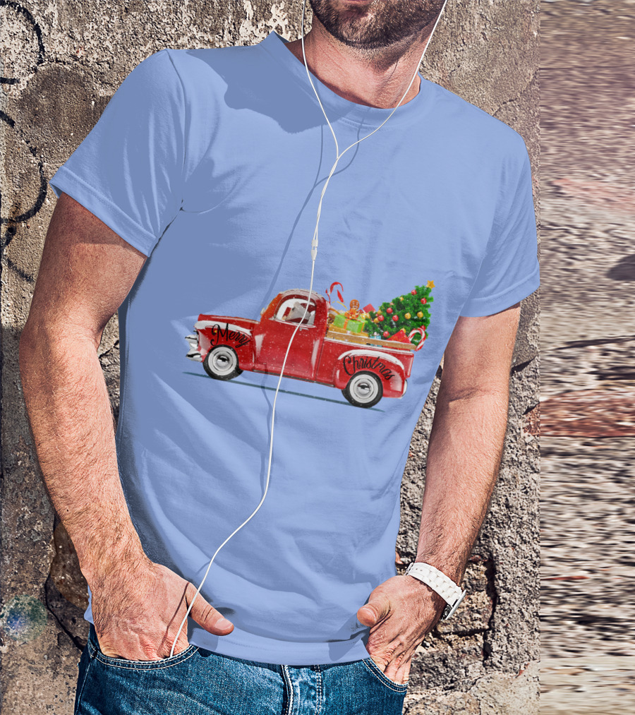 Merry Christmas Red Truck With Christmas Tree And Gifts T-Shirt