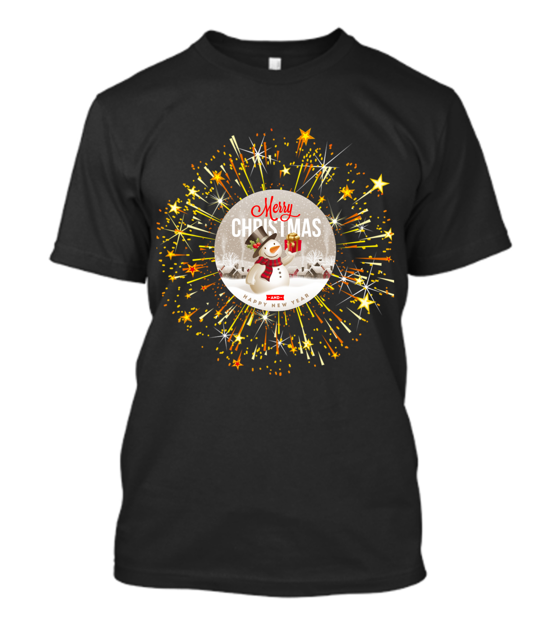 Merry Christmas Winter Snowman Happy New Year Starburst T-Shirt