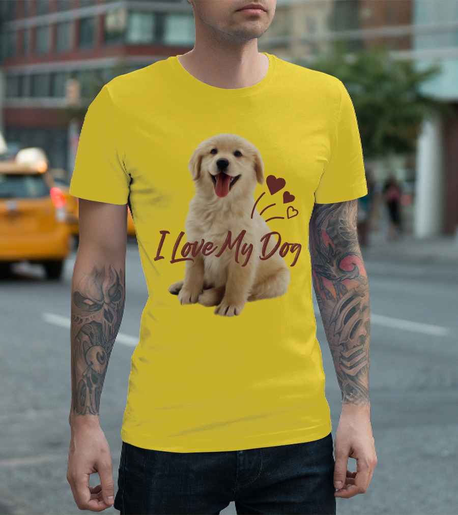 I Love My Dog Cute Puppy With Hearts T-Shirt