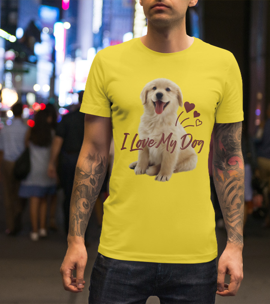 I Love My Dog Cute Puppy With Hearts T-Shirt