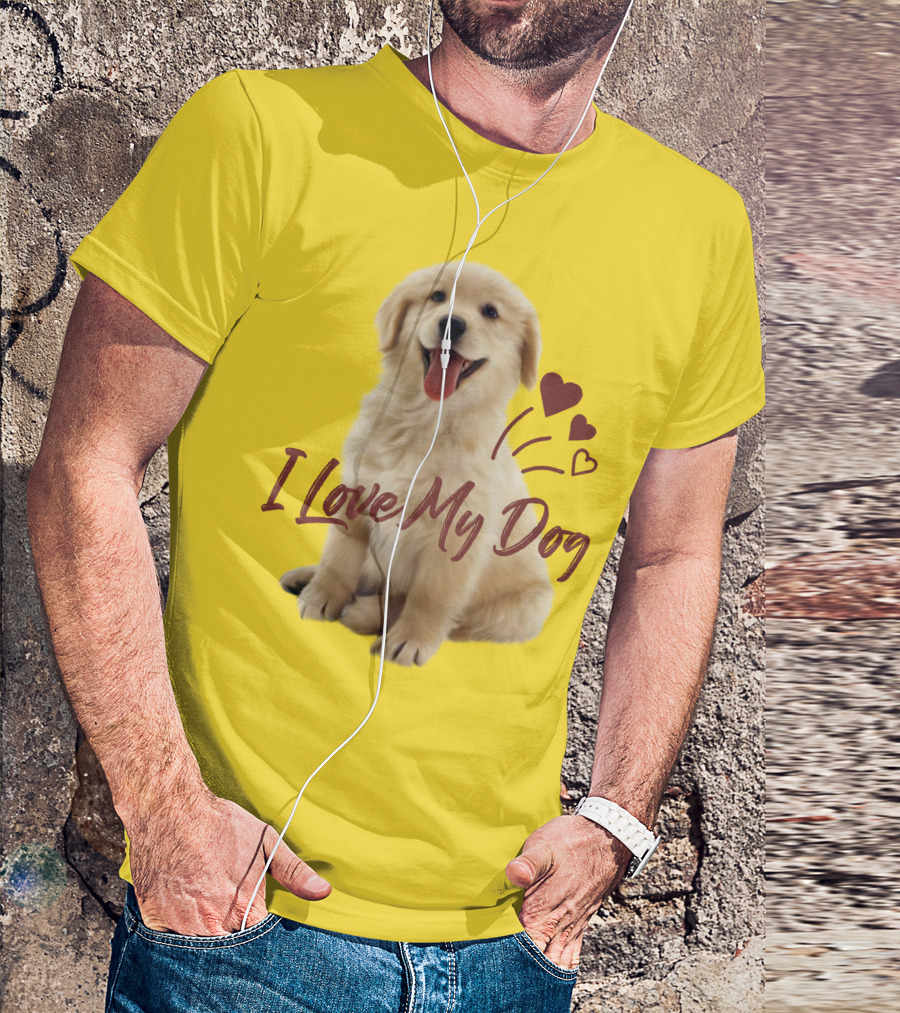 I Love My Dog Cute Puppy With Hearts T-Shirt