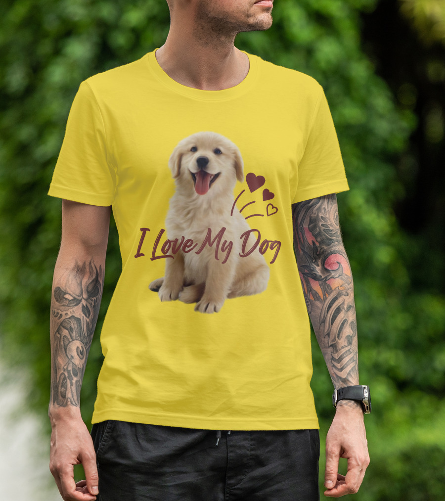 I Love My Dog Cute Puppy With Hearts T-Shirt
