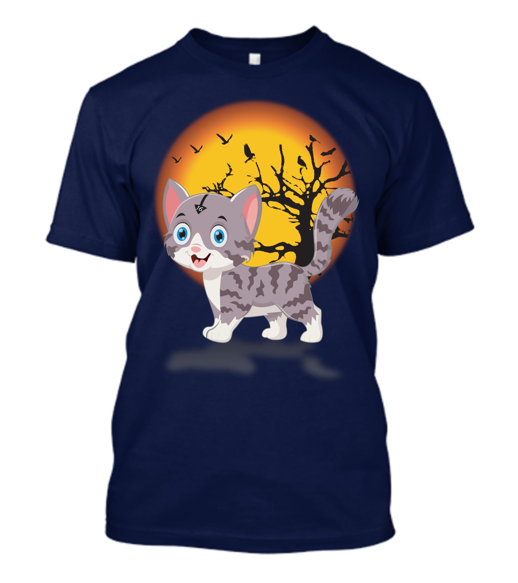 Cute Kittens Halloween Night Moonlit Landscape T-Shirt