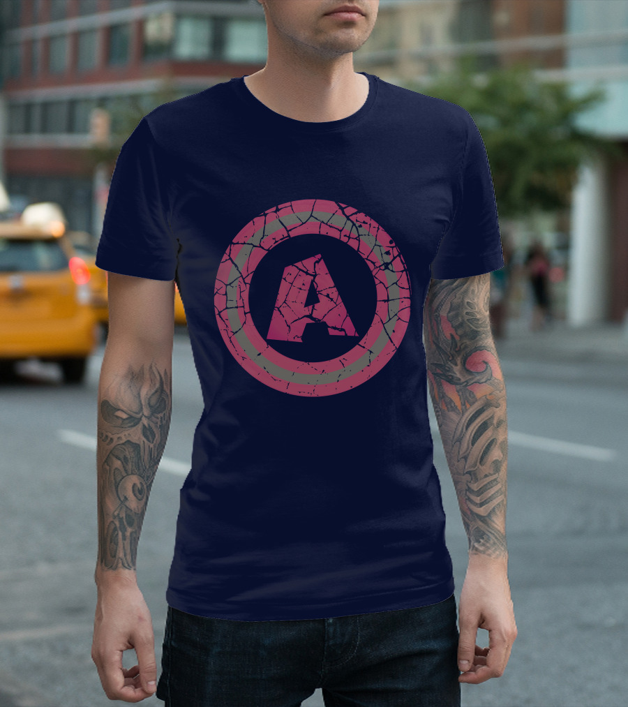 Cracked Pink and Grey Letter A with Circle T-Shirt