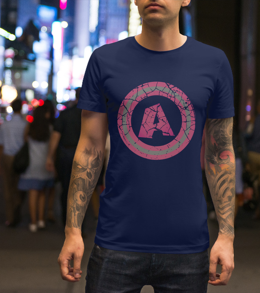 Cracked Pink And Grey Letter A With Circle T-Shirt