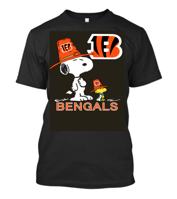 Bengals Snoopy Woodstock Thanksgiving Football T-Shirt