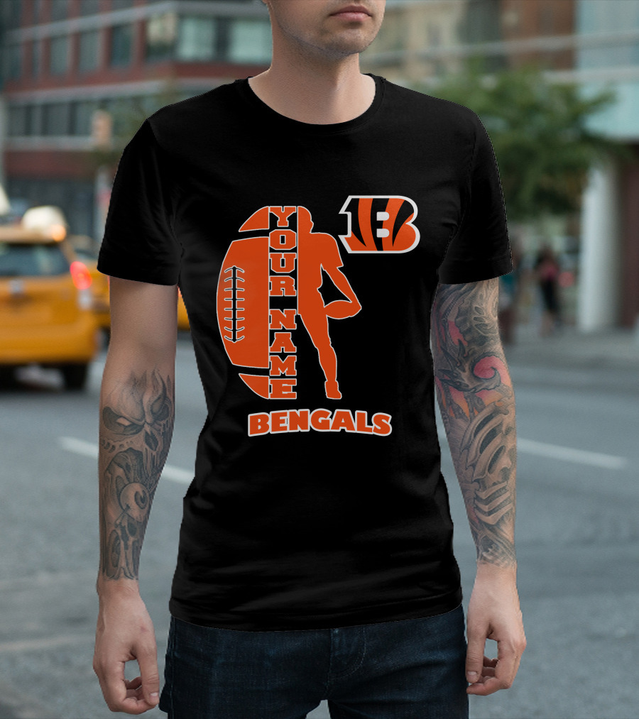 Your Name Bengals Football Silhouette B T-Shirt