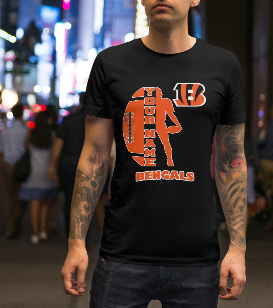 Your Name Bengals Football Silhouette B T-Shirt