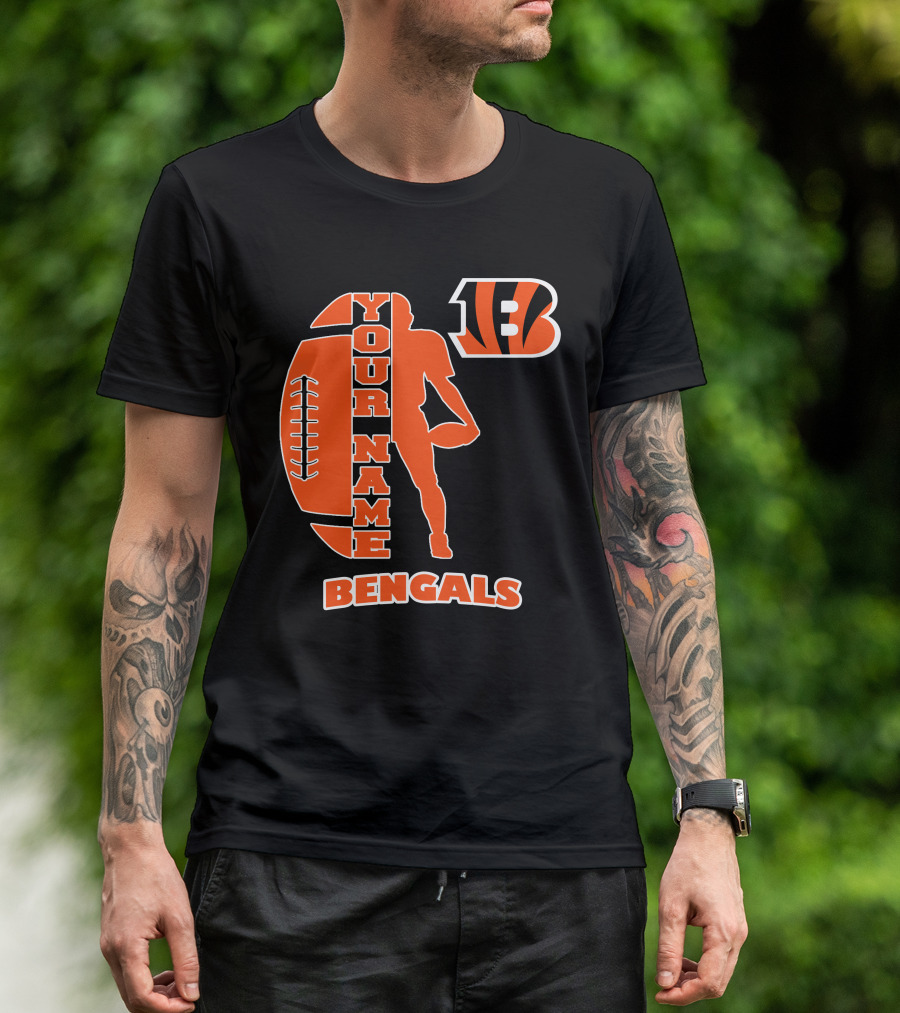 Your Name Bengals Football Silhouette B T-Shirt