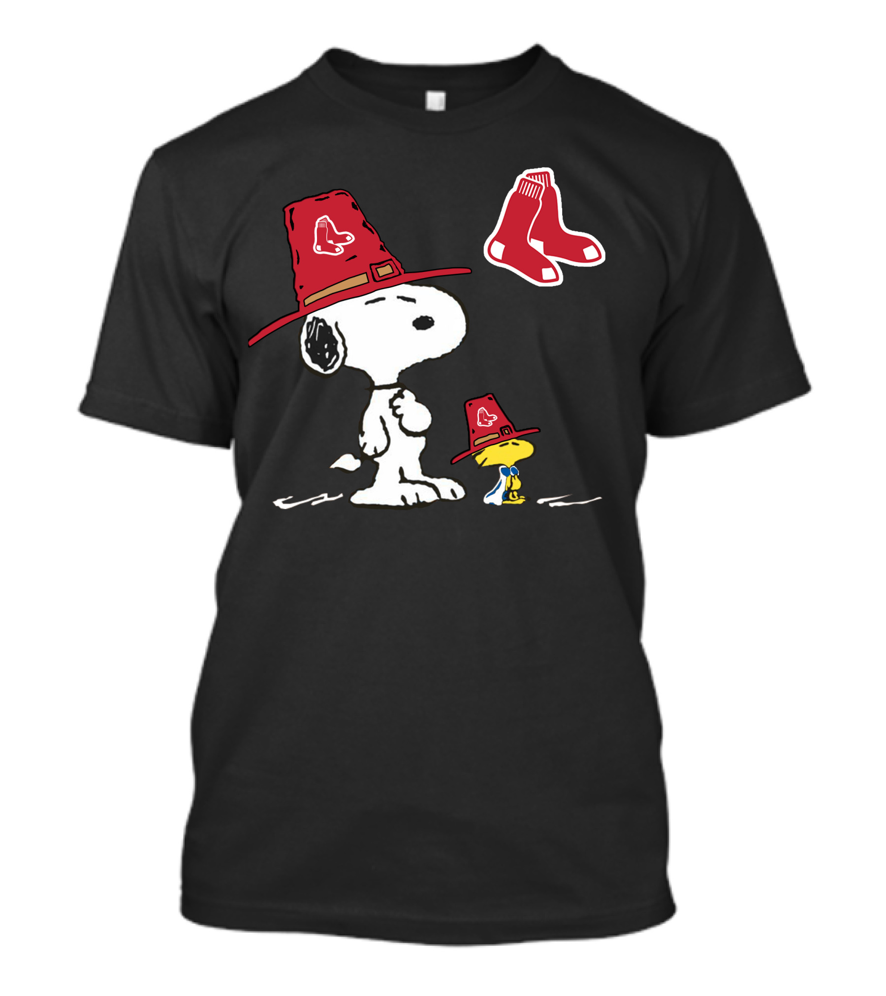 Snoopy Woodstock Boston Red Sox Pilgrim Hat Sox T-Shirt