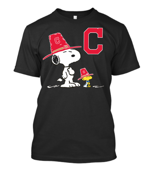 Cleveland Indians Snoopy C Logo Peanuts Hat T-Shirt