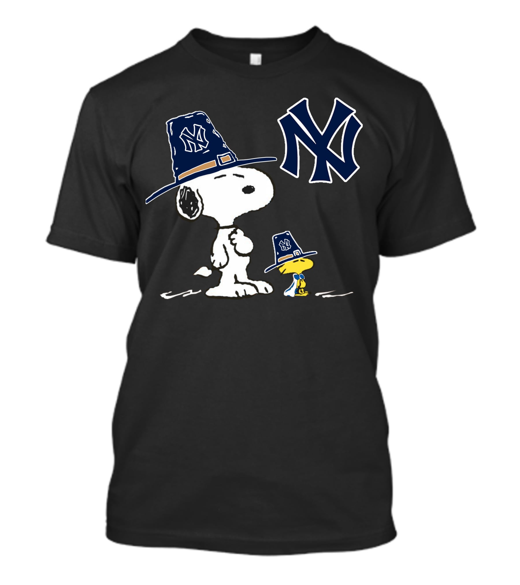 Yankees Snoopy And Woodstock Pilgrim Hats T-Shirt