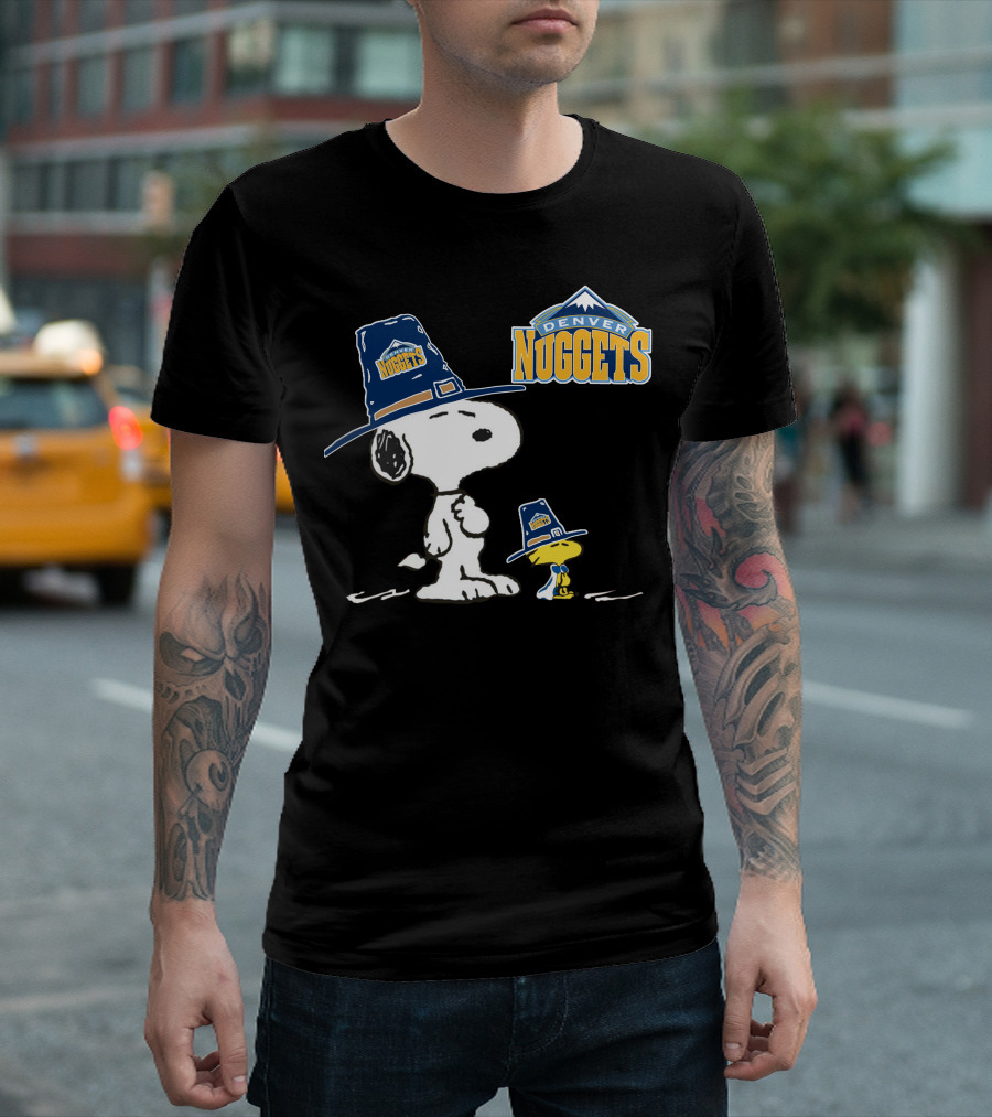 Denver Nuggets Snoopy and Woodstock with Pilgrim Hats T-Shirt