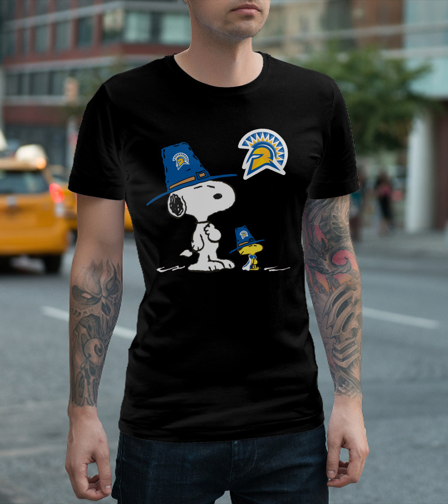 San Jose State Spartans Snoopy Woodstock Pilgrim Hat T-Shirt