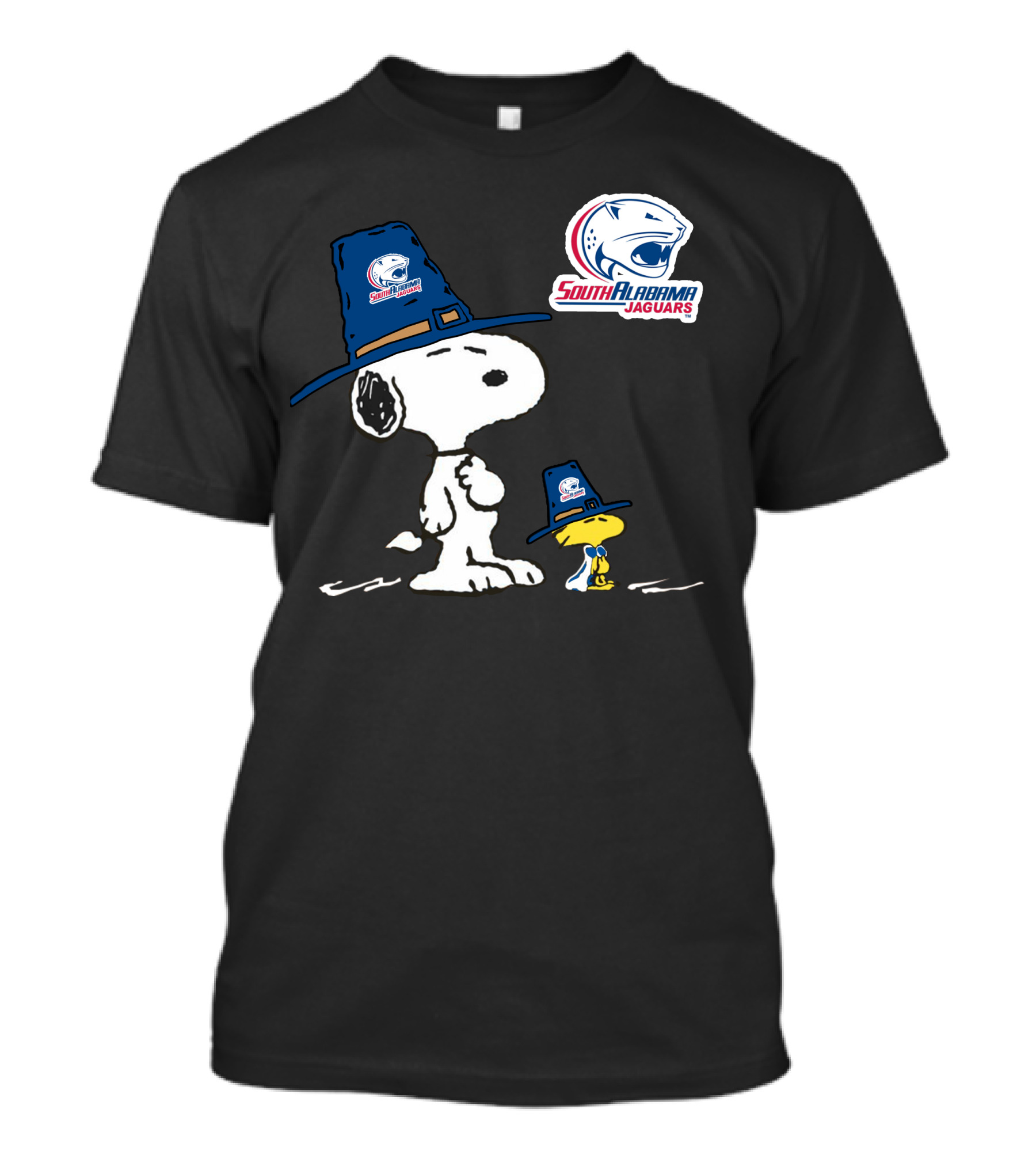 South Alabama Jaguars Snoopy And Woodstock Thanksgiving Hats T-Shirt