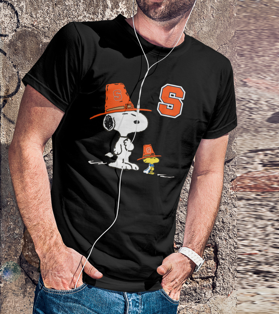 Syracuse Orange Snoopy Woodstock Pilgrim Hats T-Shirt