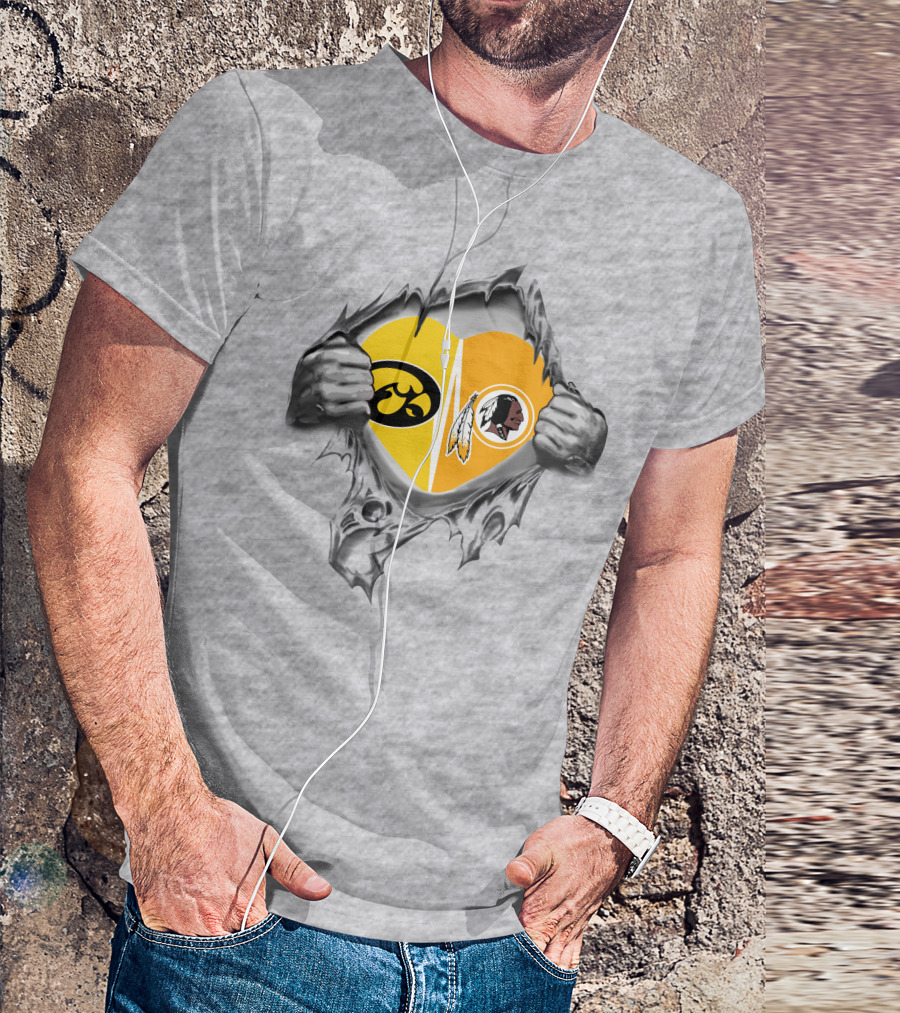 Iowa Hawkeyes Redskins Heart Tear Logo Battle T-Shirt