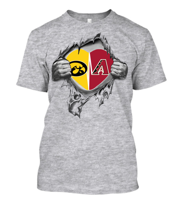 Iowa Hawkeyes Arizona Diamondbacks Heart Logo Mashup T-Shirt