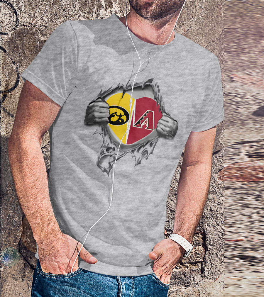 Iowa Hawkeyes Arizona Diamondbacks Heart Logo Mashup T-Shirt